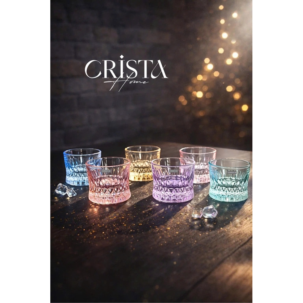 Bộ 6 Cốc Whisky 125ml Crista Home – Thủy Tinh Màu Cao Cấp