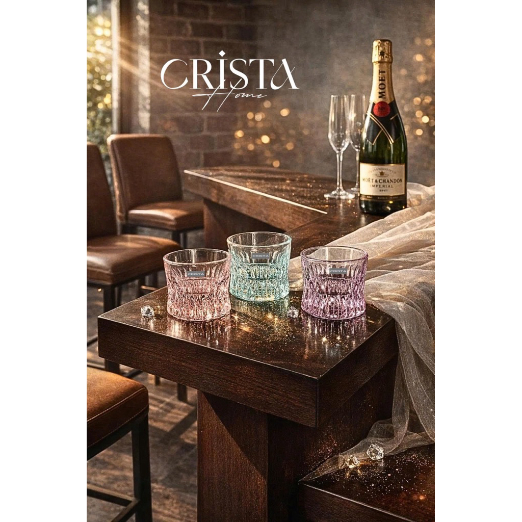 Bộ 6 Cốc Whisky 125ml Crista Home – Thủy Tinh Màu Cao Cấp