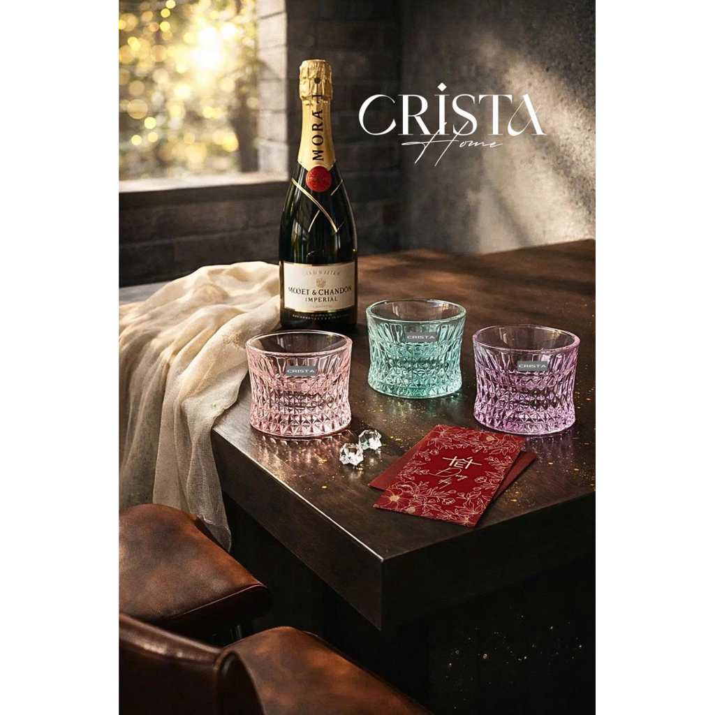 Bộ 6 Cốc Whisky 125ml Crista Home – Thủy Tinh Màu Cao Cấp