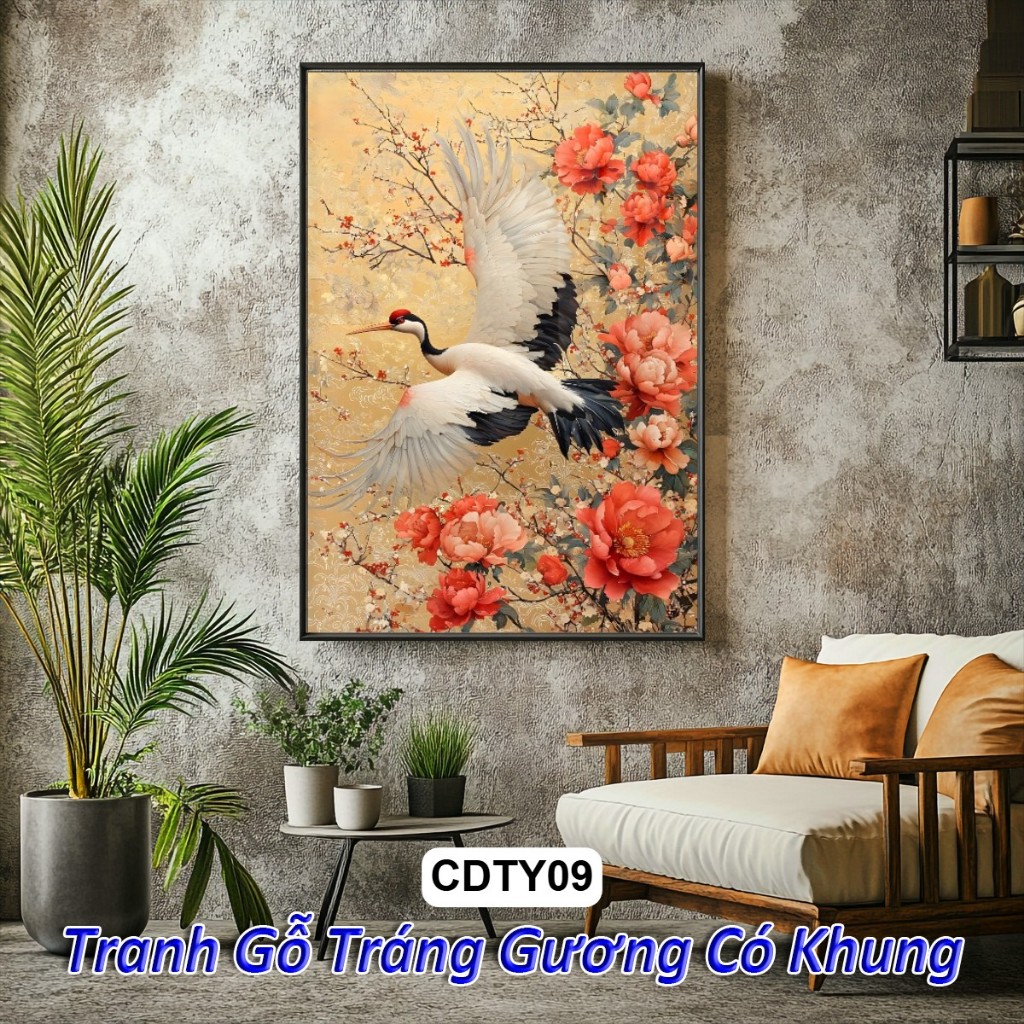 Tranh Cát Tường Đại Ý Phong Thủy Tráng Gương Khung Composite Cao Cấp Treo Tường Hiện Đại Trang Trí/ Phòng Khách