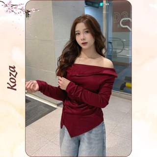 ̣̣̣Áo thun nữ trễ vai lệch sang chảnh, chất tăm lông  mềm co giãn AOT029