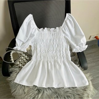 Áo Sơ Mi Bigsize Nữ tay phồng nhún bèo cách điệu chất vải lụa chéo mềm mại phong cách trẻ trung năng động -SM33