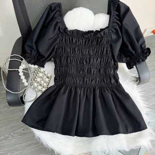 Áo Sơ Mi Bigsize Nữ tay phồng nhún bèo cách điệu chất vải lụa chéo mềm mại phong cách trẻ trung năng động -SM33
