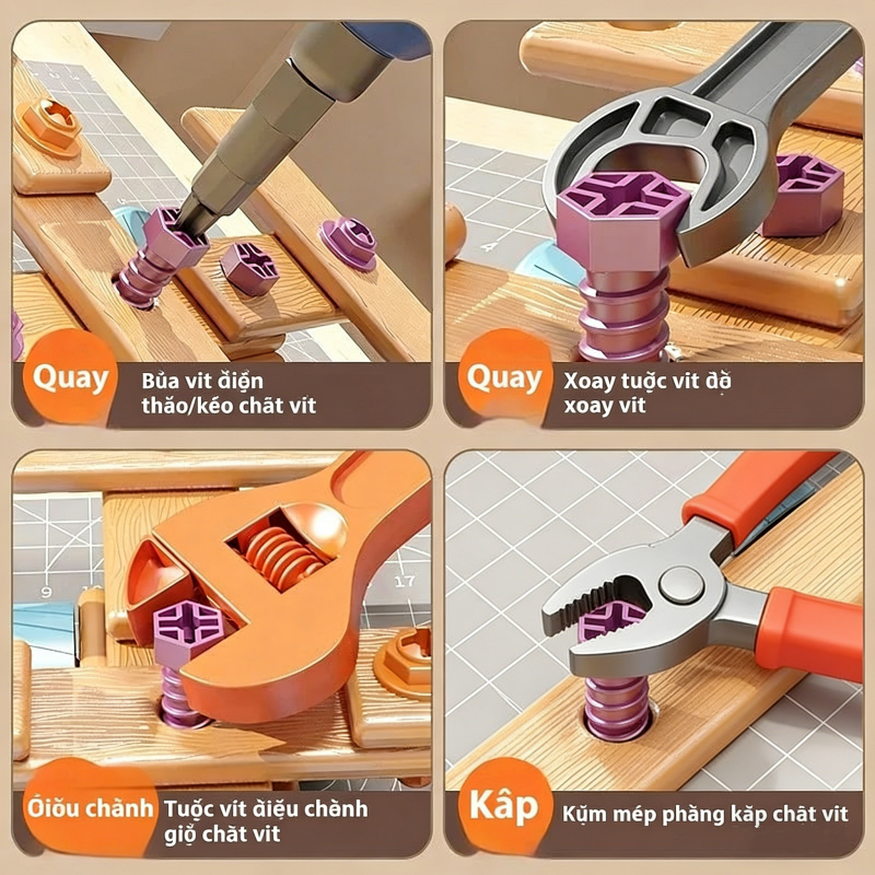 Bộ lắp ráp công cụ 172 món cho bé trai - Rèn kỹ năng thực hành - Bền bỉ an toàn - Phù hợp trẻ 3-10 tuổi