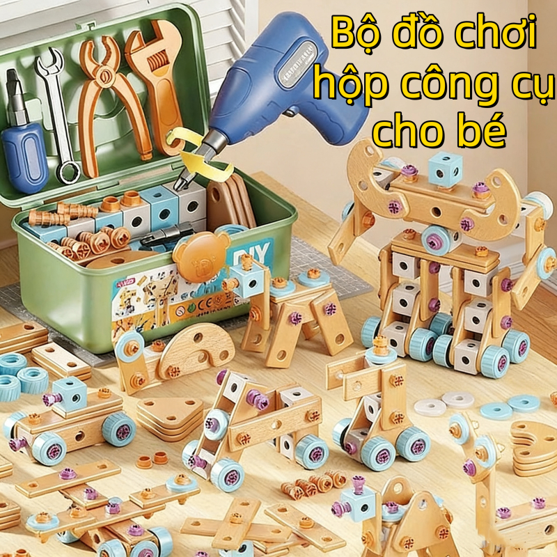 Bộ lắp ráp công cụ 172 món cho bé trai - Rèn kỹ năng thực hành - Bền bỉ an toàn - Phù hợp trẻ 3-10 tuổi