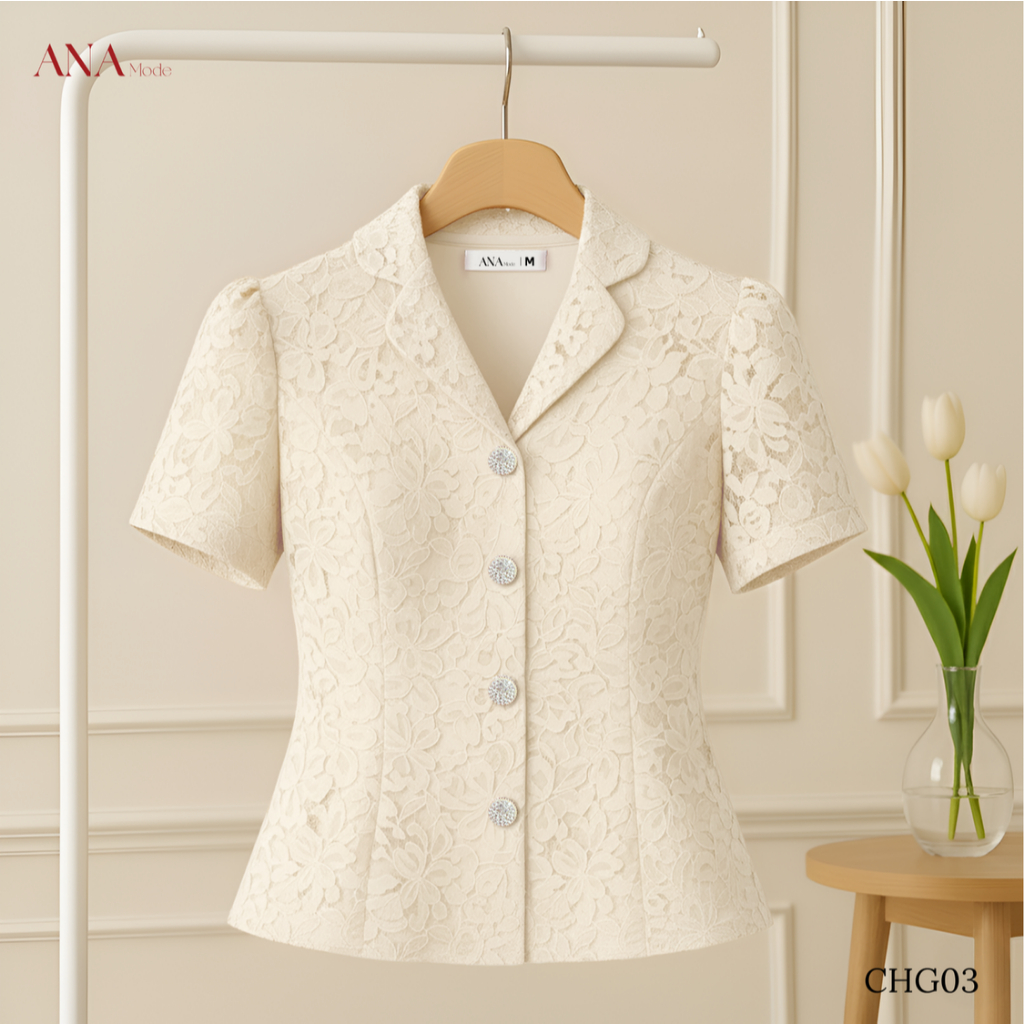Áo Kiểu Công Sở Nữ ANA Mode Chất Liệu Ren Thanh Lịch Đi Tiệc Quà Tặng Mẹ AK25CHG03