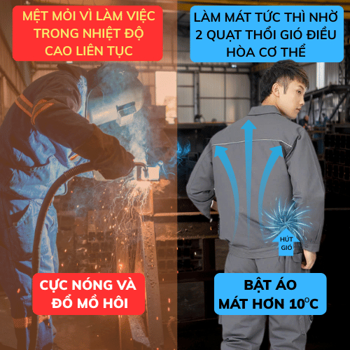 Áo điều hòa Nhật Bản chính hãng, pin Akita 74000mah sử dụng liên tục 12-14h làm mát cả ngày dài