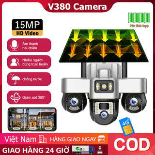 V380 Camera 4G sim Năng lượng mặt trời Tích Hợp 3 Ống Kính Giám Sát An Ninh 1080P 360 độ, Đàm Thoại 2 Chiều Sử dụng