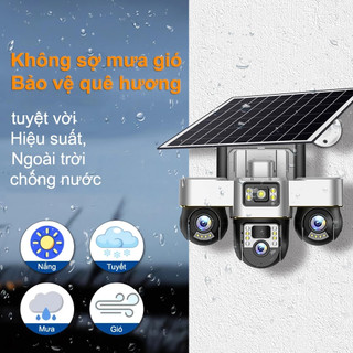 V380 Camera 4G sim Năng lượng mặt trời Tích Hợp 3 Ống Kính Giám Sát An Ninh 1080P 360 độ, Đàm Thoại 2 Chiều Sử dụng