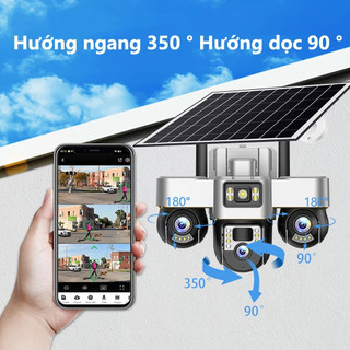 V380 Camera 4G sim Năng lượng mặt trời Tích Hợp 3 Ống Kính Giám Sát An Ninh 1080P 360 độ, Đàm Thoại 2 Chiều Sử dụng