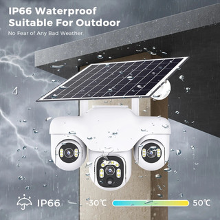 V380 tích hợp camera năng lượng mặt trời 4G 3 ống kính HD 360 độ PTZ giám sát an ninh hai chiều cuộc gọi không thấm nước