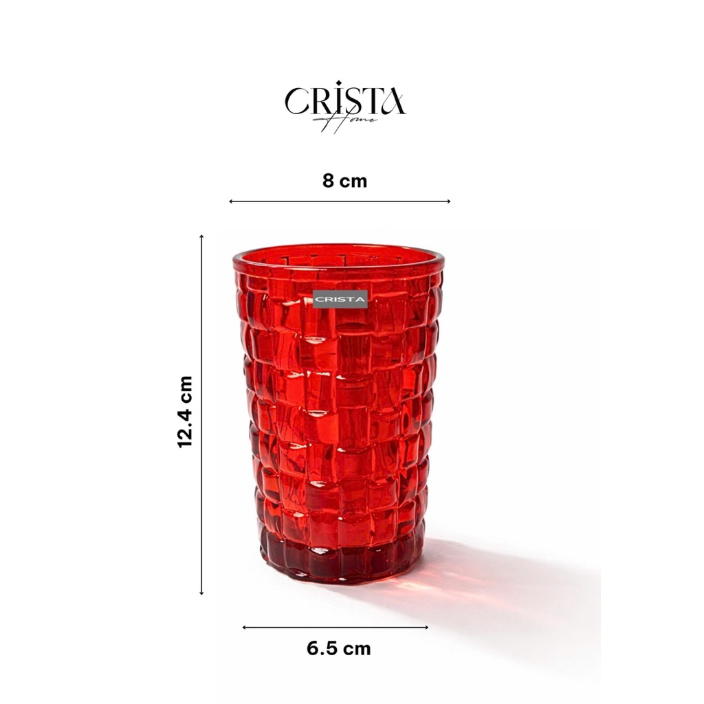 Bộ 6 Cốc Thủy Tinh Đỏ Vân Caro Crista Home 350ml. Bán sỉ SLL