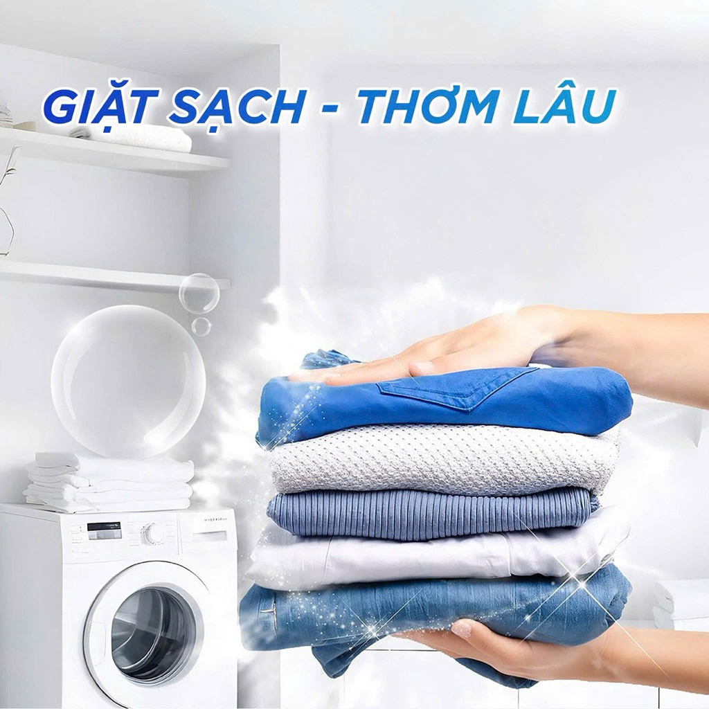 Xả KHo 4 túi Nước giặt xả Booster 2in1 Hương Tươi Mát Túi 3,7kg , lưu hương , sạch khuẩn , mềm vải