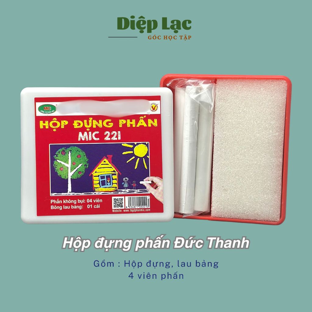 Hộp Đựng phấn (tặng kèm phấn + lau bảng) tiện lợi Đức Thanh/Mic/Hàn Sơn- văn phòng phẩm Diệp Lạc