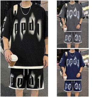 Bộ Thể Thao Nam Cộc Tay In Chữ Cổ Tròn Tay Lỡ Thấm Hút Mồ Hôi Tốt Full Size 45-75kg BHN71