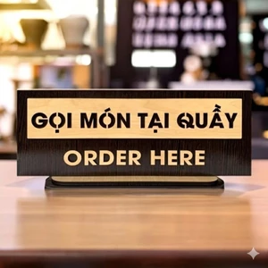 Bảng Gỗ Order Here – Gọi Món Tại Quầy Để Bàn, Dán Tường, Decor Quán Cafe Nhà Hàng, Khắc Theo Yêu Cầu
