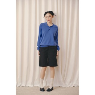Áo len OLV polo tay dài dễ phối Blue Knit Long Sleeve Top phù hợp mọi dịp và mùa thu đông