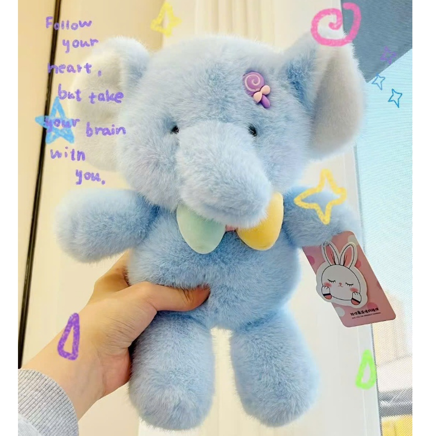 Gấu Bông Động Vật Mini Đeo Nơ Đính Chamr Cute Đáng Yêu, Thú Nhồi Bông Thỏ Heo Gà Voi  Lông Cao Cấp Làm Quà Tặng Cho Bé