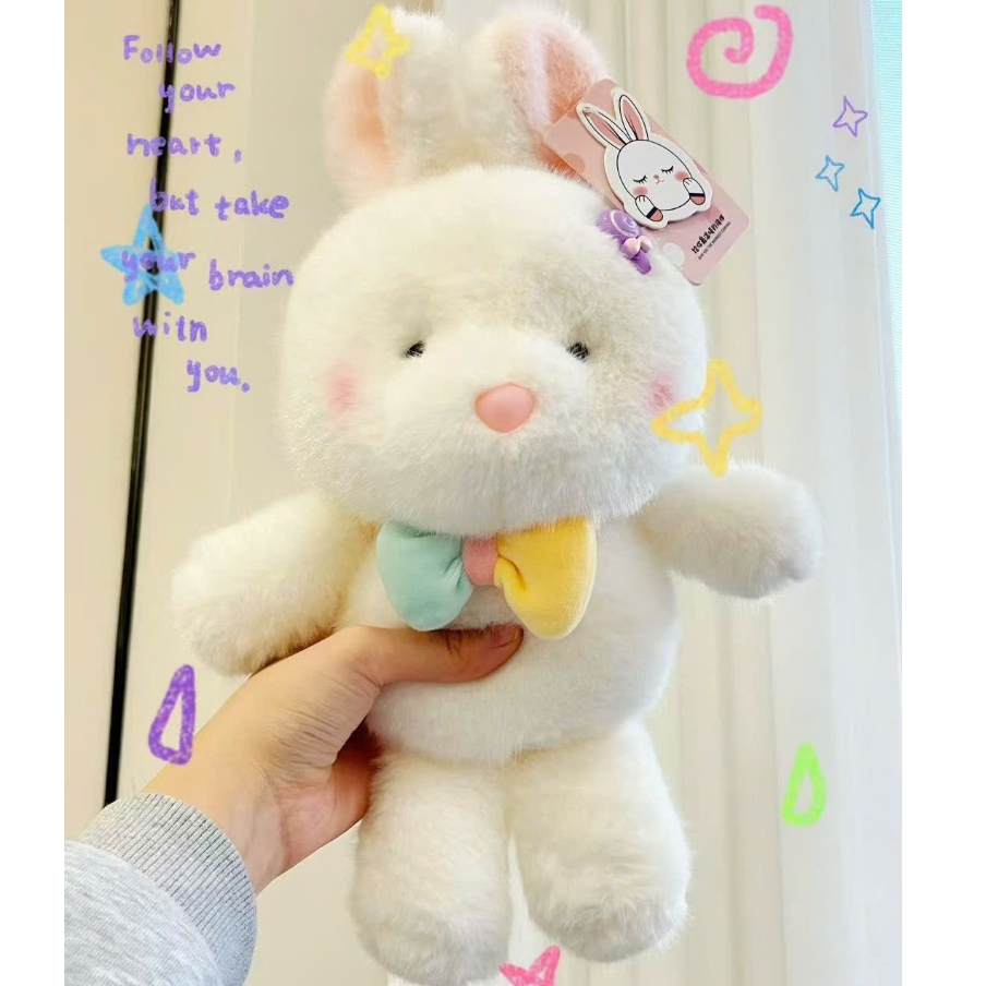 Gấu Bông Động Vật Mini Đeo Nơ Đính Chamr Cute Đáng Yêu, Thú Nhồi Bông Thỏ Heo Gà Voi  Lông Cao Cấp Làm Quà Tặng Cho Bé
