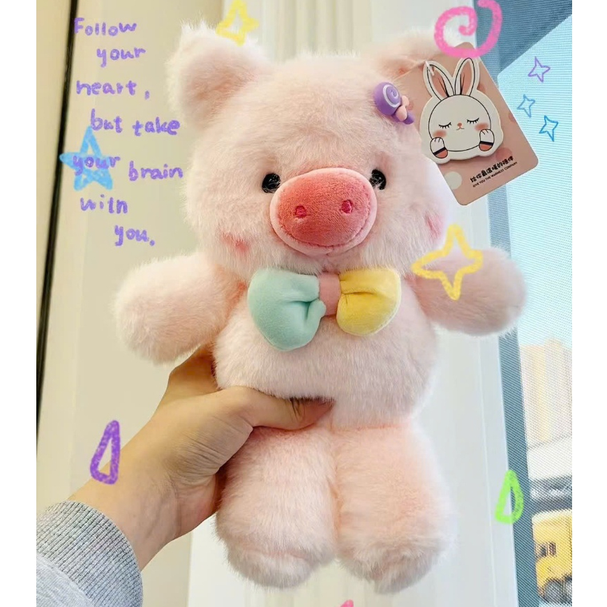 Gấu Bông Động Vật Mini Đeo Nơ Đính Chamr Cute Đáng Yêu, Thú Nhồi Bông Thỏ Heo Gà Voi  Lông Cao Cấp Làm Quà Tặng Cho Bé