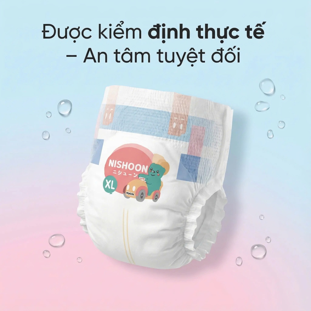 [100 miếng] NISHOON Tã bỉm quần trẻ em Size M/L/XL/2XL/3XL/4XL – Co giãn tốt, siêu mềm, thấm hút