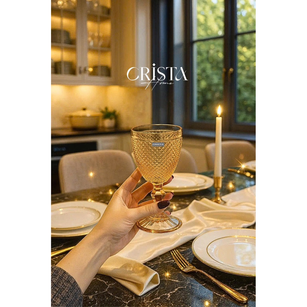 🌈 BỘ 6 LY VÂN KIM CƯƠNG CRISTA HOME 300ML – MIX MÀU PASTEL CAO CẤP