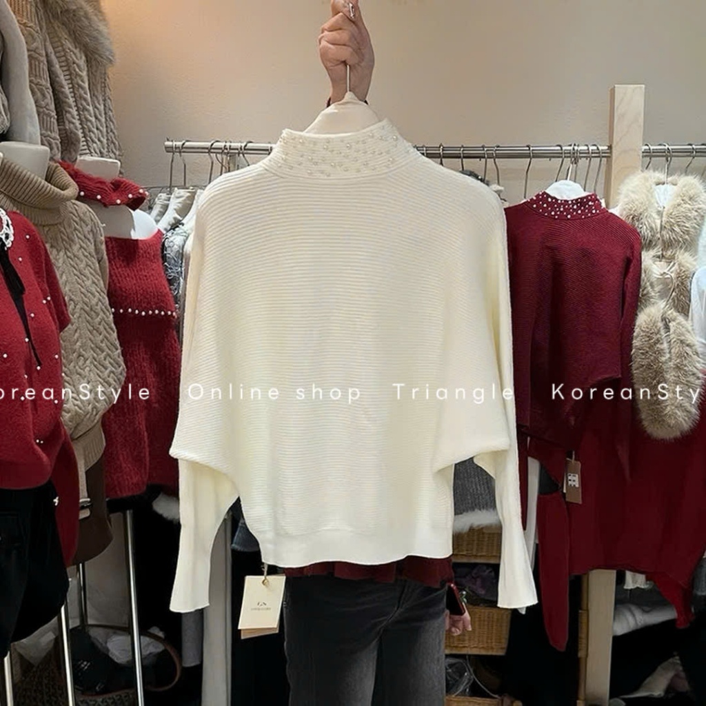 TRIANGLE (Cân nhắc kỹ, return is not welcomed) - Áo len kiểu cách điệu style Hàn Quốc thanh lịch, dễ mặc, cổ bling