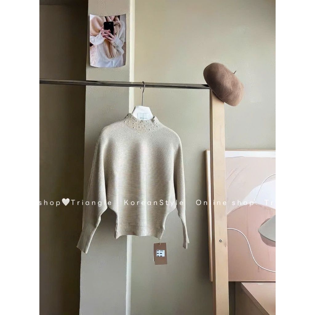 TRIANGLE (Cân nhắc kỹ, return is not welcomed) - Áo len kiểu cách điệu style Hàn Quốc thanh lịch, dễ mặc, cổ bling