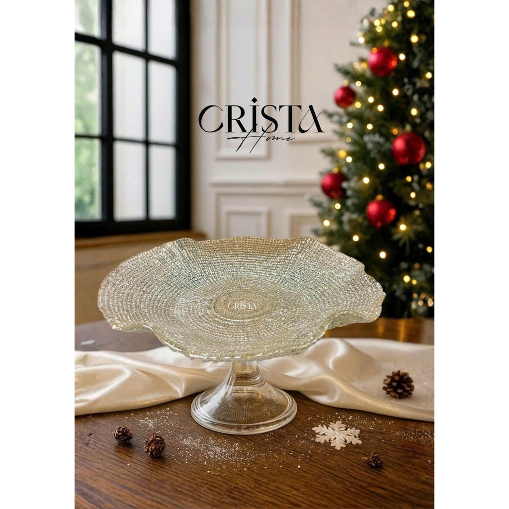 🌟 ĐĨA CHÂN BỒNG CRISTA HOME 29CM – KHAY TRANG TRÍ THỦY TINH CAO CẤP | 🌟