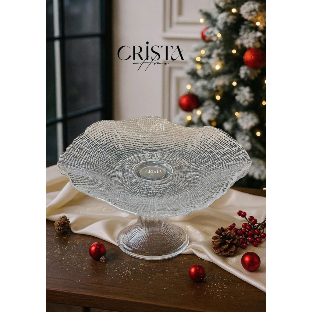 🌟 ĐĨA CHÂN BỒNG CRISTA HOME 29CM – KHAY TRANG TRÍ THỦY TINH CAO CẤP | 🌟