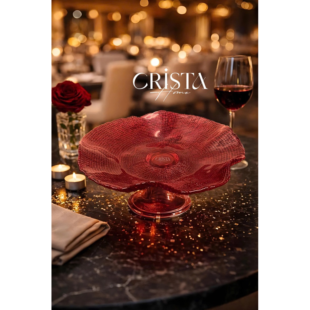 🌟 ĐĨA CHÂN BỒNG CRISTA HOME 29CM – KHAY TRANG TRÍ THỦY TINH CAO CẤP | 🌟