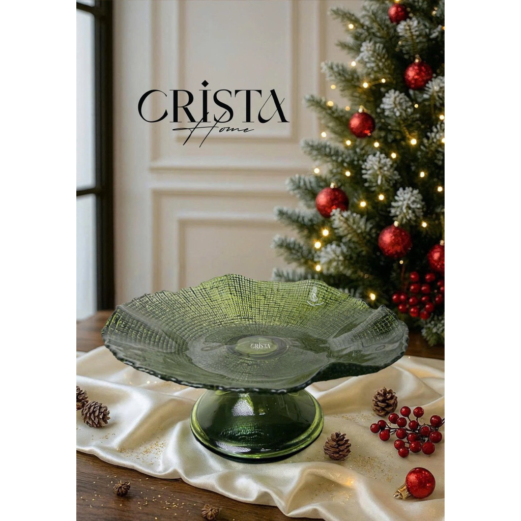 🌟 ĐĨA CHÂN BỒNG CRISTA HOME 29CM – KHAY TRANG TRÍ THỦY TINH CAO CẤP | 🌟