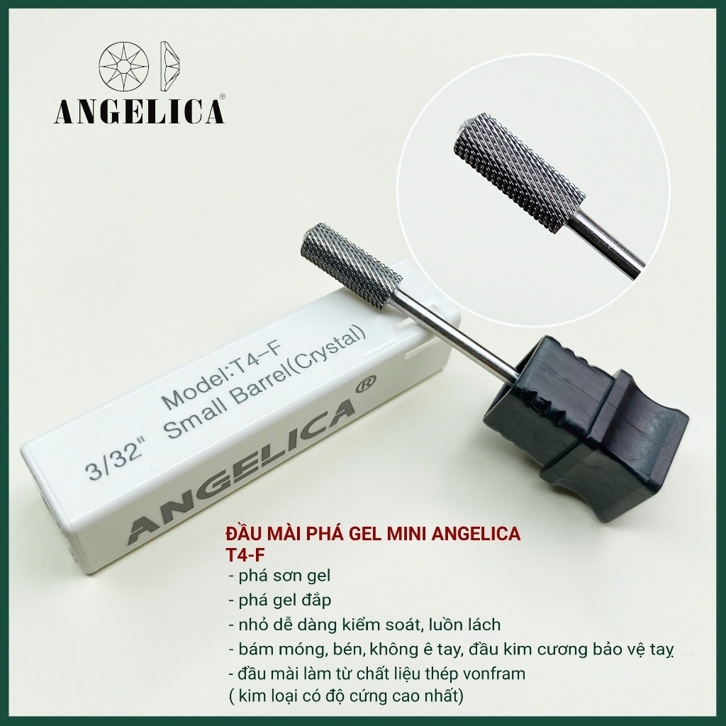 Đầu Mài Phá Gel Mini T4 Angelica - Phá Sơn Gel , Phá Gel Đắp Chất Liệu VONFRAM Cao Cấp