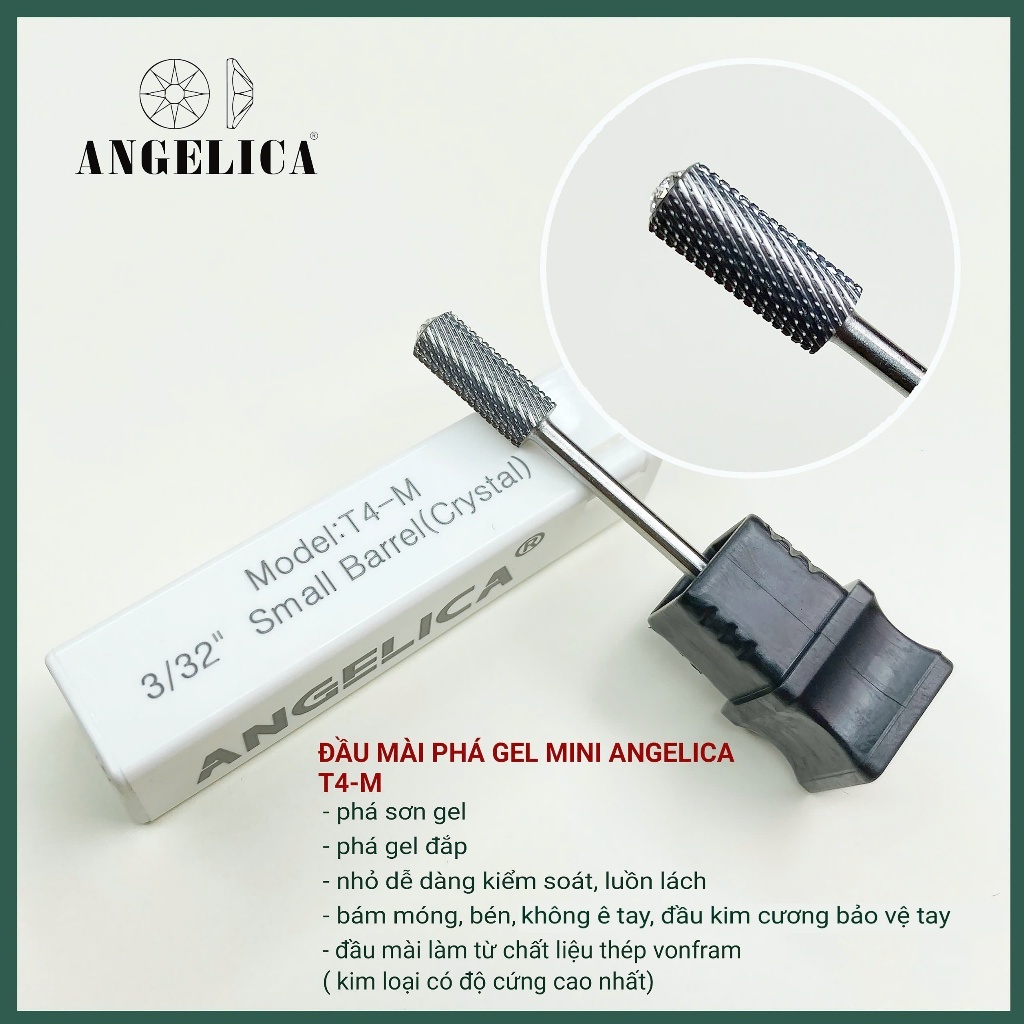 Đầu Mài Phá Gel Mini T4 Angelica - Phá Sơn Gel , Phá Gel Đắp Chất Liệu VONFRAM Cao Cấp