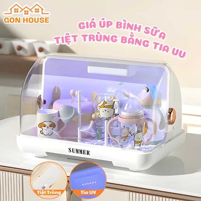 [LOẠI 1] Máy Úp Bình Sữa Tiệt Trùng Tia UV GON, Máy Khử Trùng Bình Sữa Cho Bé Không BPA, Diệt Khuẩn 99%, Dung Tích Lớn