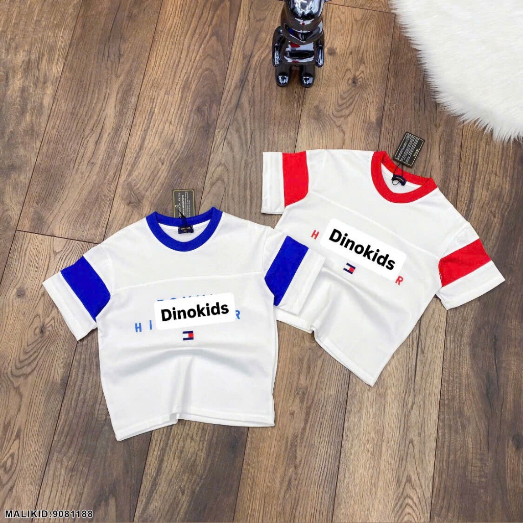 Bộ cộc hè bé trai thêu chữ phối tay và cổ khác màu hàng cao cấp-Bộ hè bé trai chất cotton hàng siêu đẹp