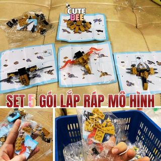 Set 5 túi lắp ráp mô hình giá rẻ, nguyên seal làm quà cho bé - Đồ chơi CUTE BEE
