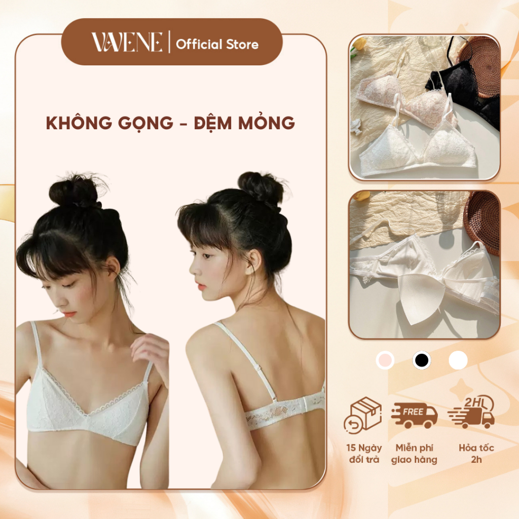 Áo lót Vanvene, áo ngực nữ BR304 ren không gọng, áo lót nữ mút mỏng có thể tháo rời mềm mại thoáng khí | BigBuy360 - bigbuy360.vn