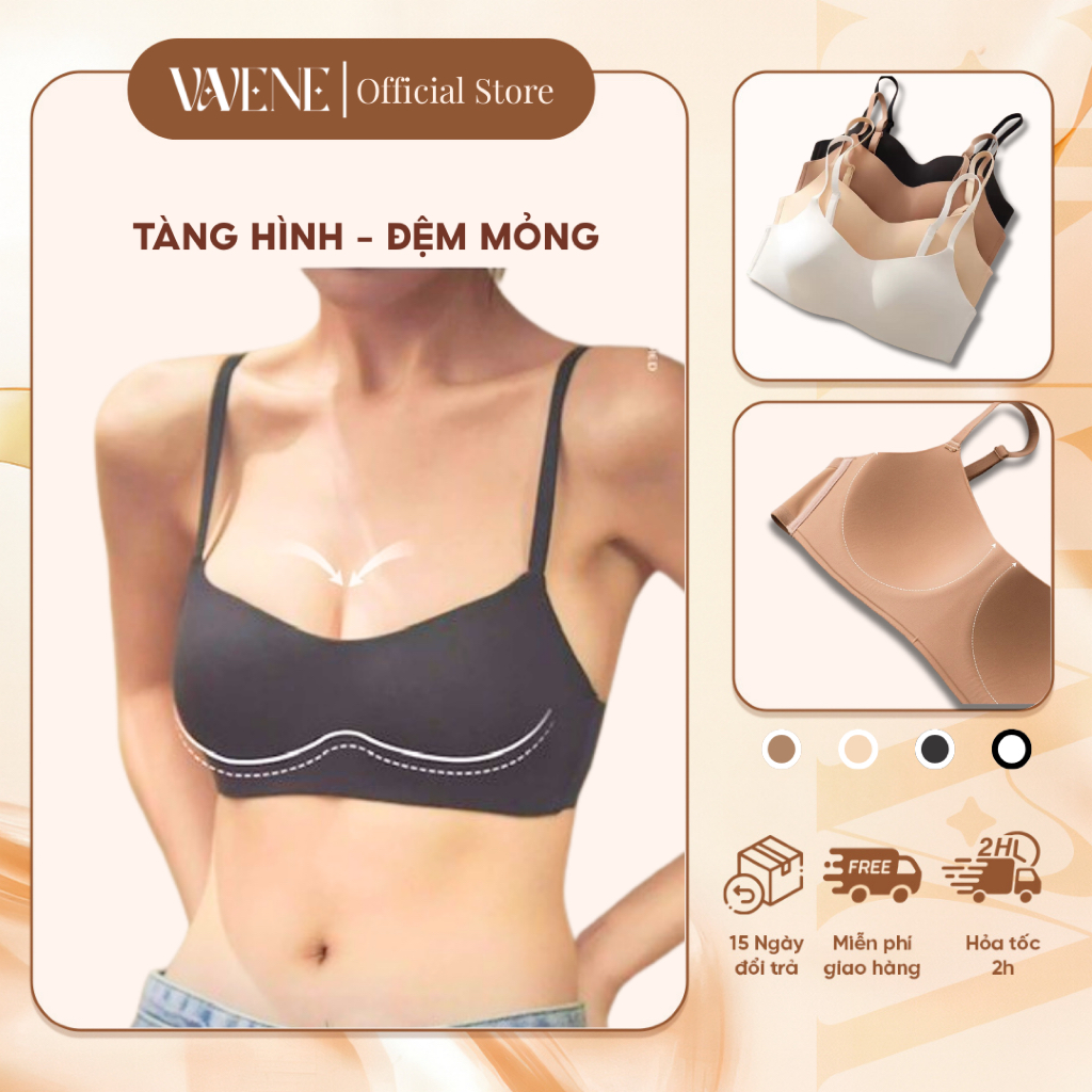 Áo Lót Lụa Sữa Vanvene AL158 Tàng Hình Không Gọng Đệm Mỏng, thoáng mát cho mùa hè