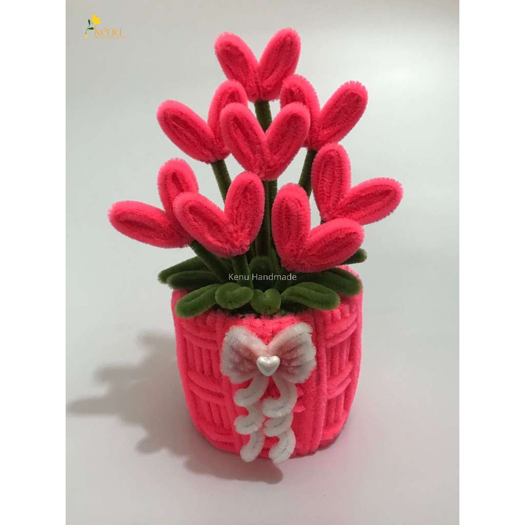 Chậu hoa trái tim mini bằng kẽm nhung dùng làm quà tặng Valentine, decor trang trí nhà cửa, bàn học