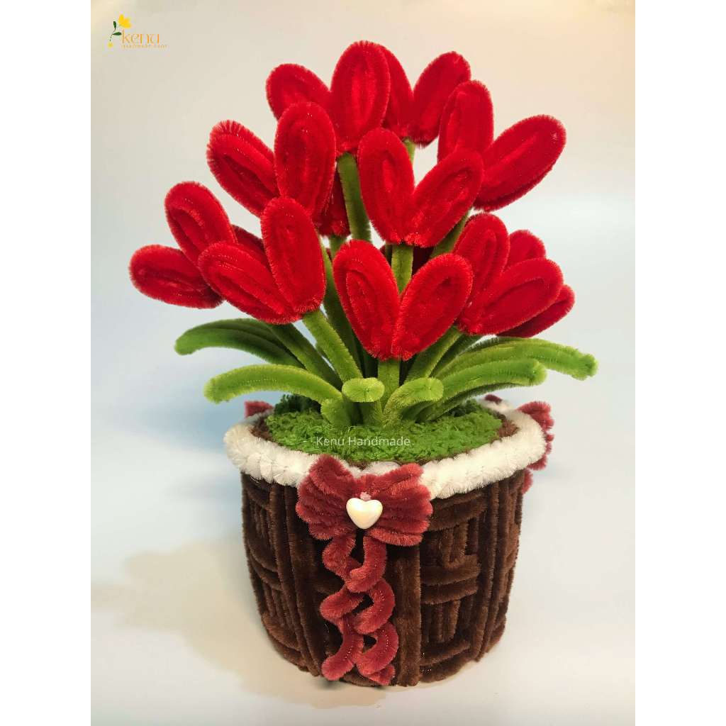 Chậu hoa trái tim mini bằng kẽm nhung dùng làm quà tặng Valentine, decor trang trí nhà cửa, bàn học