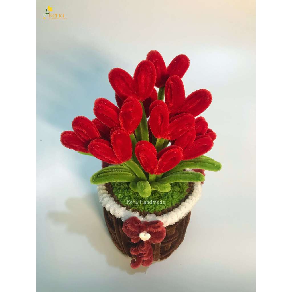 Chậu hoa trái tim mini bằng kẽm nhung dùng làm quà tặng Valentine, decor trang trí nhà cửa, bàn học