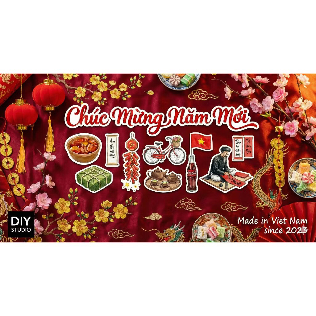 Sticker Tết 2026 Bính Ngọ 🌈𝑭𝒓𝒆𝒆𝒔𝒉𝒊𝒑 Sticker Hình Dán Tết Cổ Truyền Trang Trí Bao Lì Xì, Thiệp Tết, Hộp Quà, Bình Nước