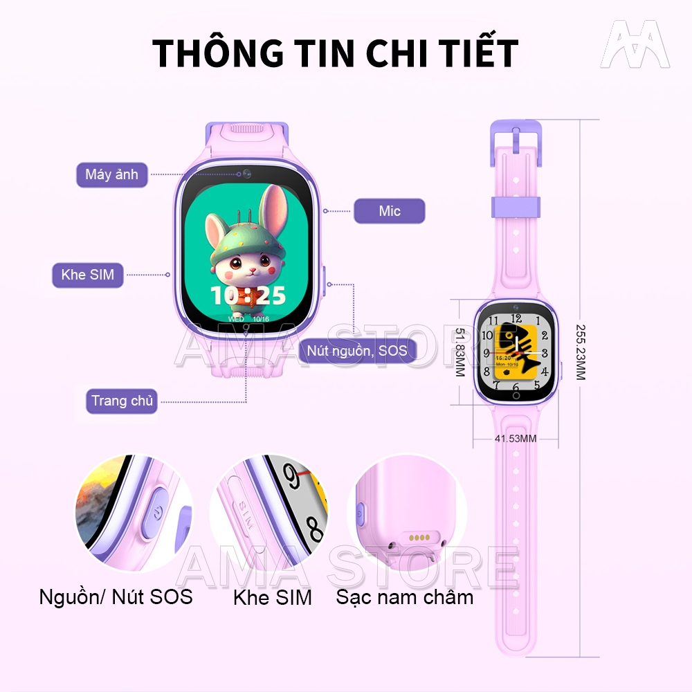 Đồng hồ Thông minh Trẻ em lắp sim nghe gọi Chống nước Định vị GPS Kizuna D56- video call