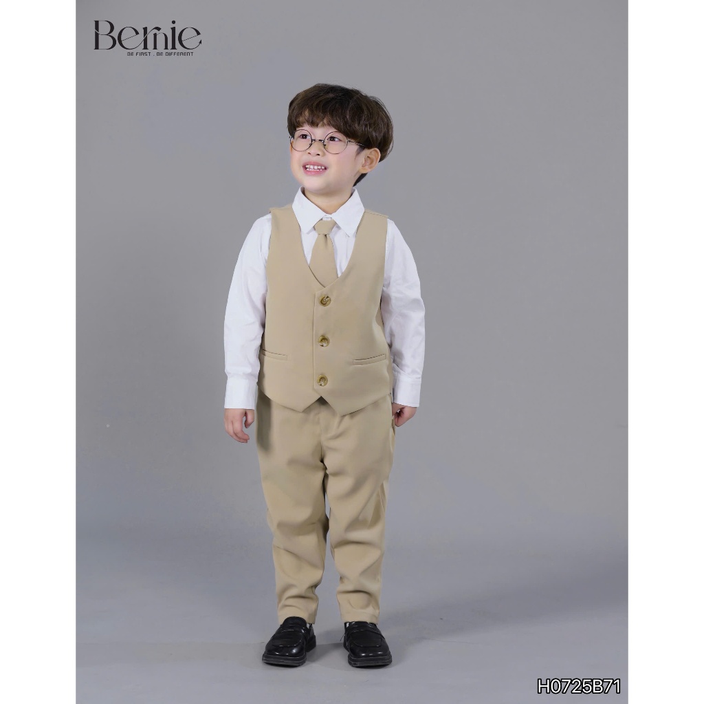 [Chính hãng Bernie] Bộ vest công tử Hàn Quốc cho bé trai, set vest 6 chi tiết dày dặn đẹp cho bé