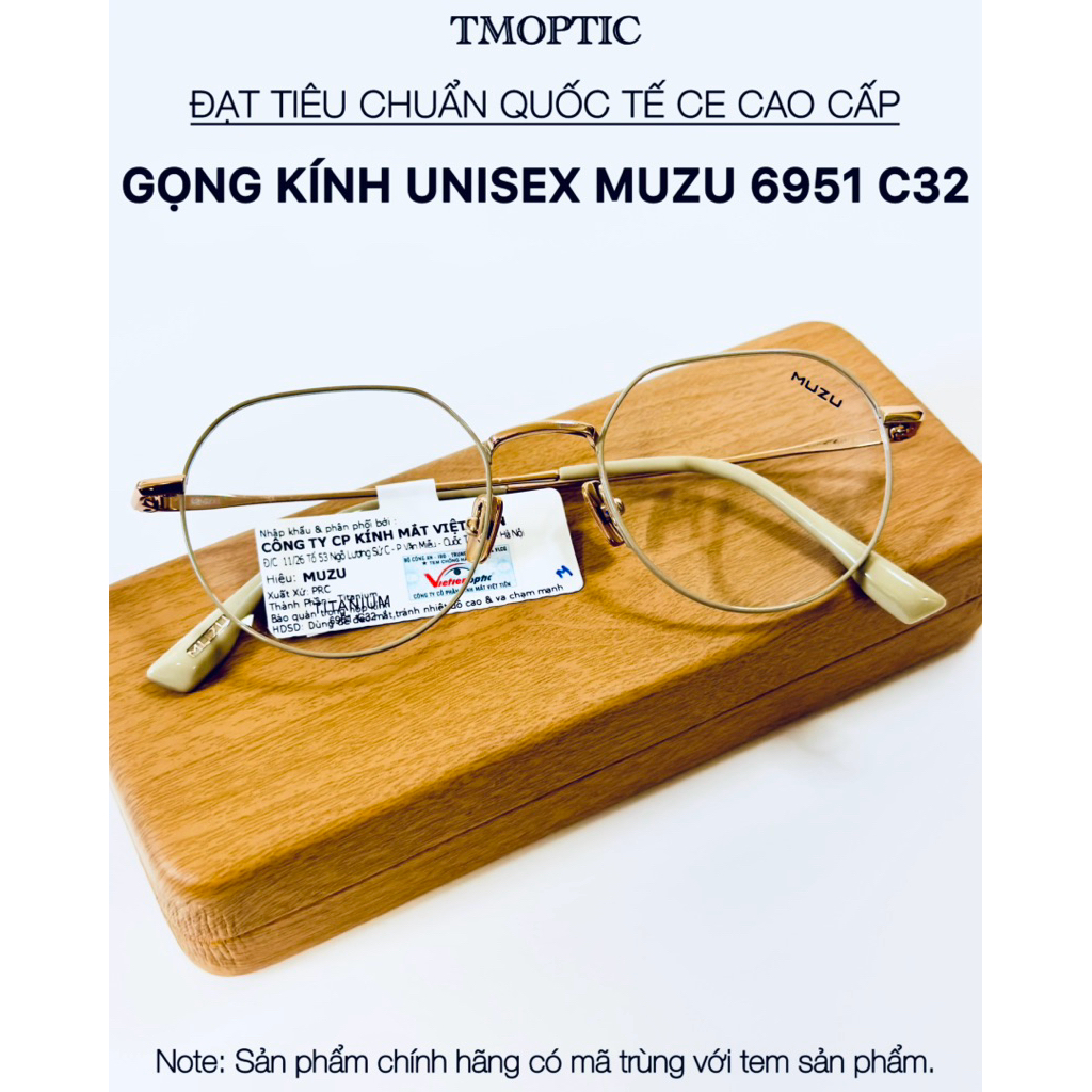 Gọng kính MUZU 6951 C32 Titanium IP Acetate xanh pastel dáng hình học ...