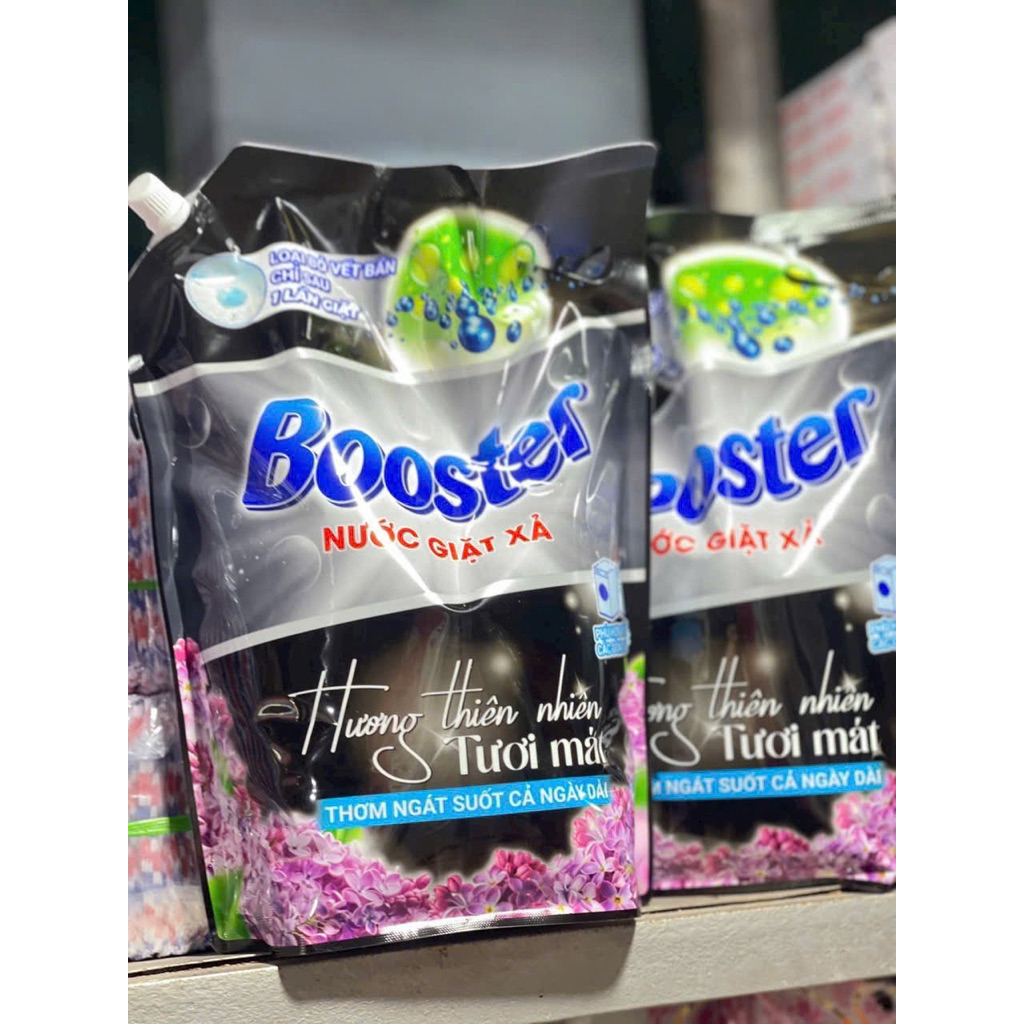 Xả KHo 4 túi Nước giặt xả Booster 2in1 Hương Tươi Mát Túi 3,7kg , lưu hương , sạch khuẩn , mềm vải