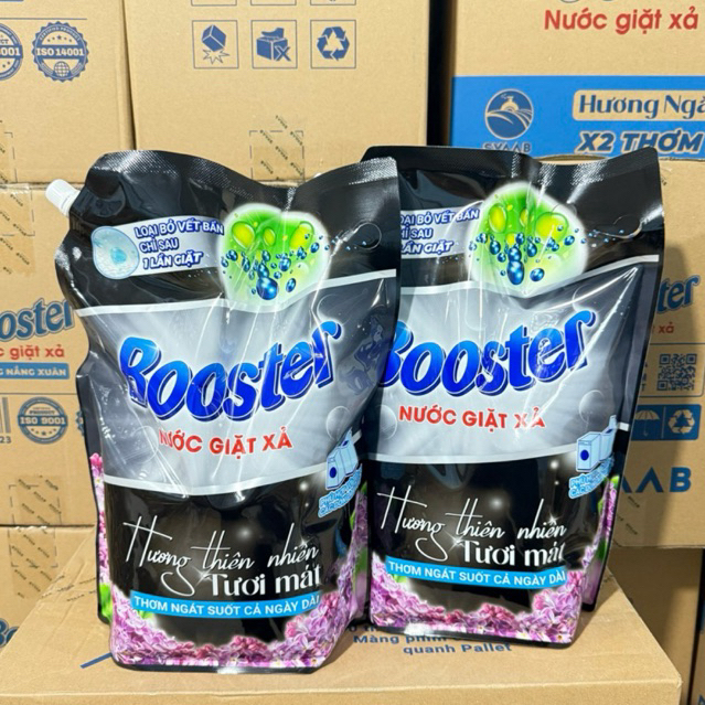 Xả KHo 4 túi Nước giặt xả Booster 2in1 Hương Tươi Mát Túi 3,7kg , lưu hương , sạch khuẩn , mềm vải