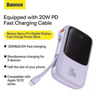 {Hỏa Tốc } Pin dự phòng  20.000mAh CHÍNH HÃNG Baseus Qpow  sạc nhanh 20W - liền cáp Lightning !