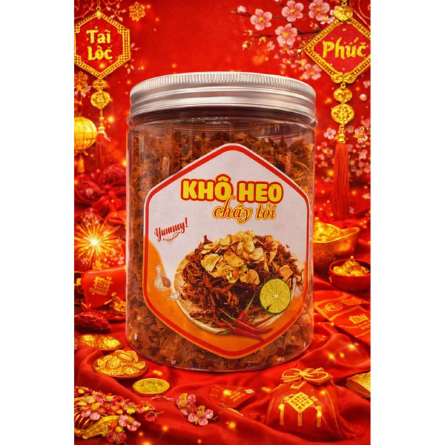 Khô heo cháy tỏi  – thịt sợi dai mềm, tỏi nhiều, cay nhẹ, không chất bảo quản 200g